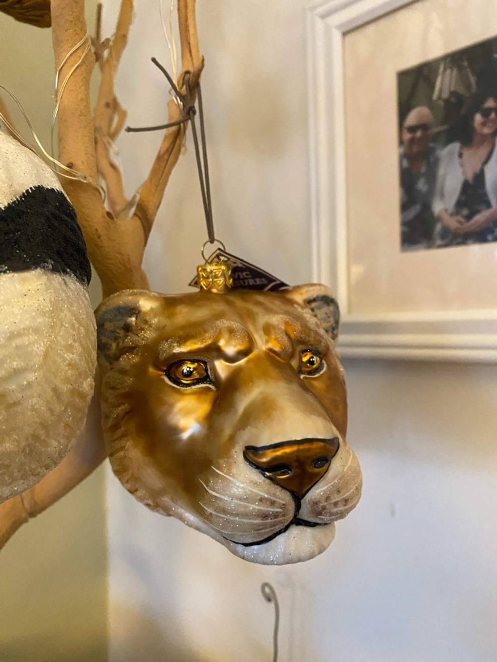 Slavic Treasues Blown Glass Hand Painted Lion Head Ornament
